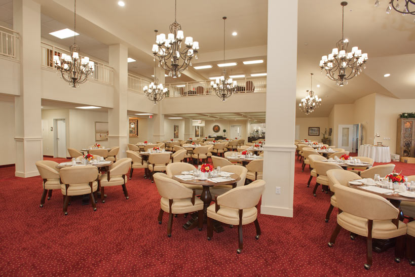 The dining room at Julian Estates set for mealtime