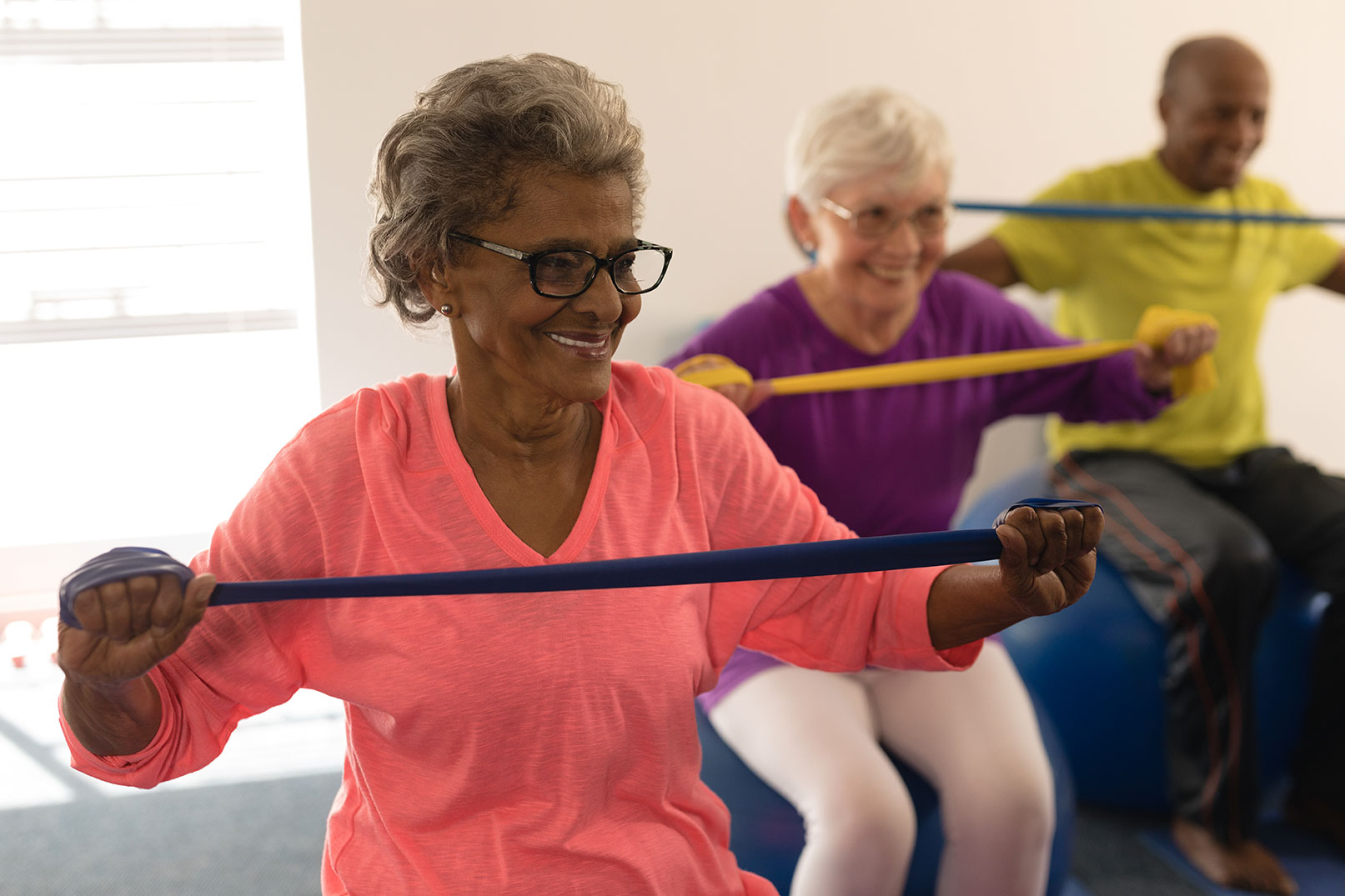 Residents taking part in an exercise class at Julian Estates